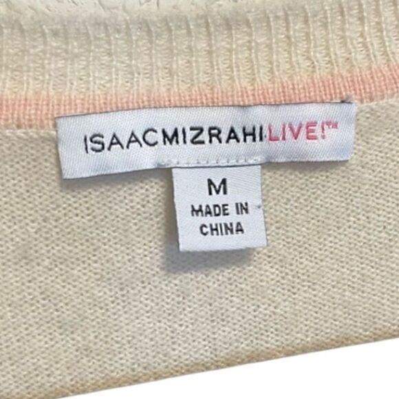 Isaac Mizrahi- 100% Cashmere Cream Ivory Peplum Long Tunic Sweater, Size Medium - Picture 2 of 10